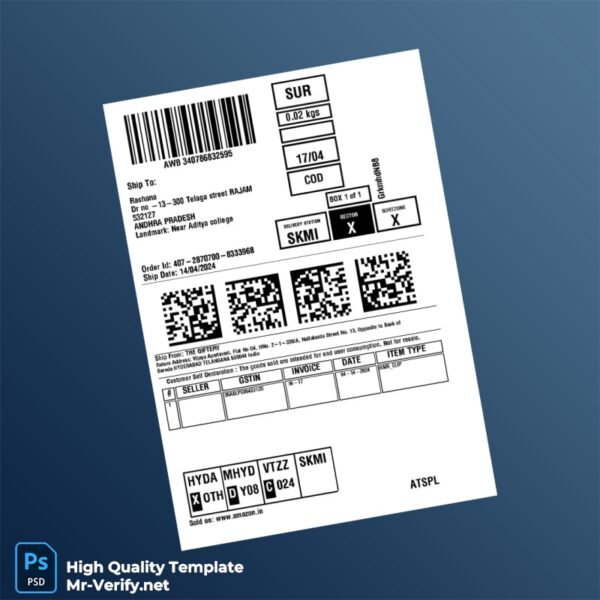 India The Giftery Tax Invoice Template in Word and PDF formats