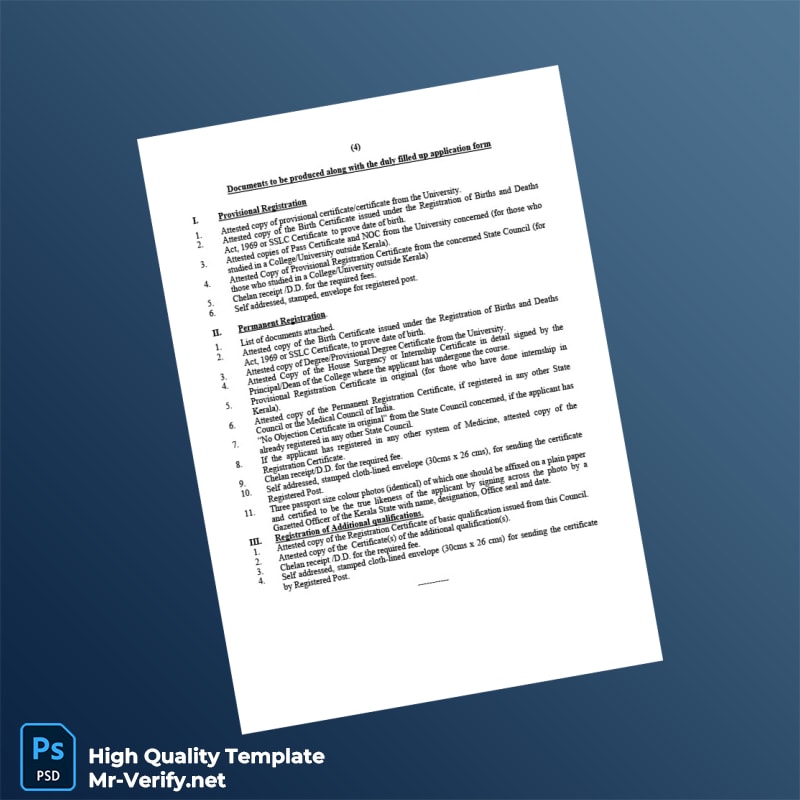 India Travancore-Cochin Council for Modern Medicine Editable Registration Certificate Template in Word and PDF formats page 4 India Travancore-Cochin Council for Modern Medicine Editable Registration Certificate Template in Word and PDF formats page 4