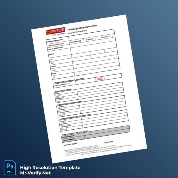 Editable India Travel Agent Registration Form Word and Pdf Template Preview - Mac Doc