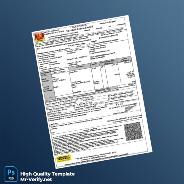 India UltraTech Cement Limited Tax Invoice Template in Word and PDF formats India UltraTech Cement Limited Tax Invoice Template in Word and PDF formats