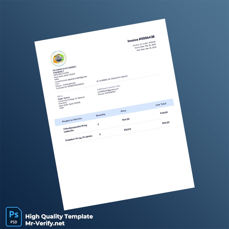 India University College Of Medical Sciences Invoice Template in Word and PDF formats India University College Of Medical Sciences Invoice Template in Word and PDF formats