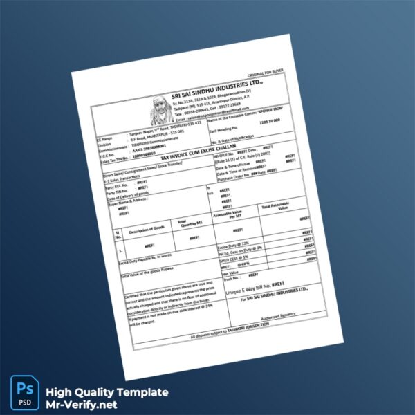 India V R Minerals Tax Invoice Template in Word and PDF formats India V R Minerals Tax Invoice Template in Word and PDF formats