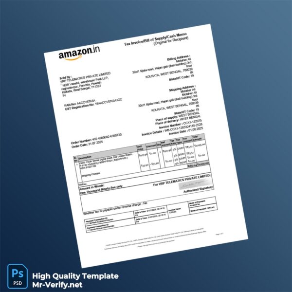 India VRP Telematics Private Limited Invoice Template in Word and PDF formats India VRP Telematics Private Limited Invoice Template in Word and PDF formats