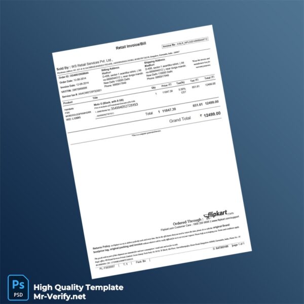 India WS Retail Services Pvt Ltd Retail Invoice Template in Word and PDF formats India WS Retail Services Pvt Ltd Retail Invoice Template in Word and PDF formats