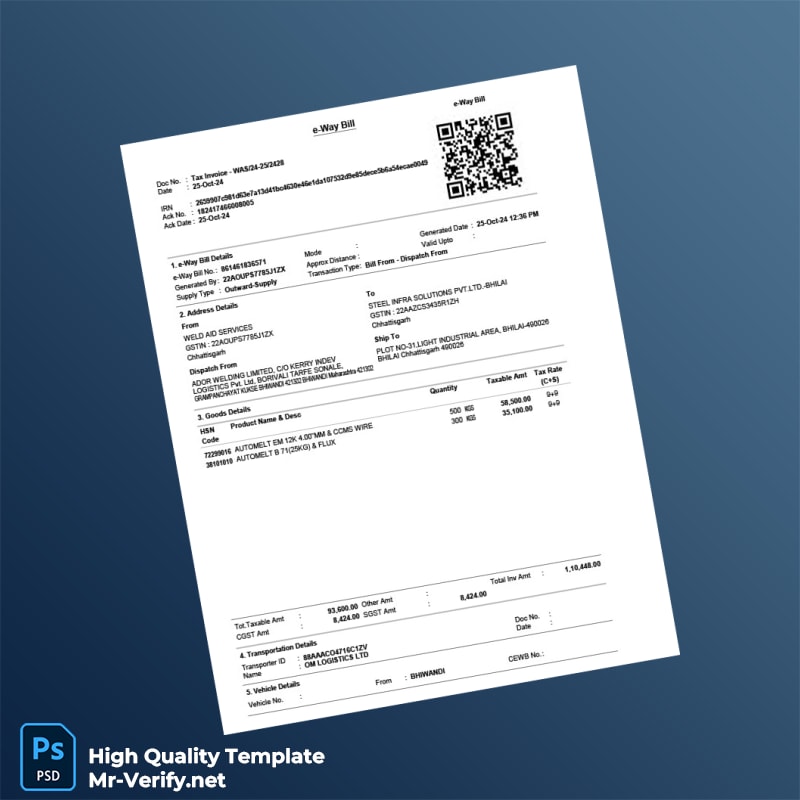 India Weld Aid Services Invoice Template in Word and PDF formats page 2 India Weld Aid Services Invoice Template in Word and PDF formats page 2