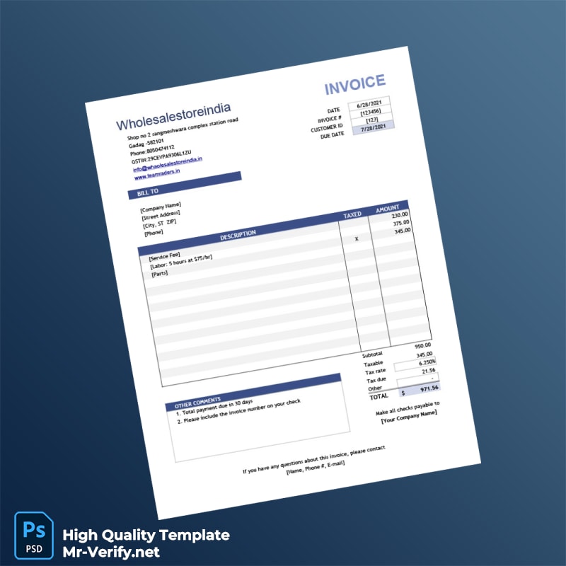 India Wholesalestoreindia Invoice Template in Word and PDF formats India Wholesalestoreindia Invoice Template in Word and PDF formats