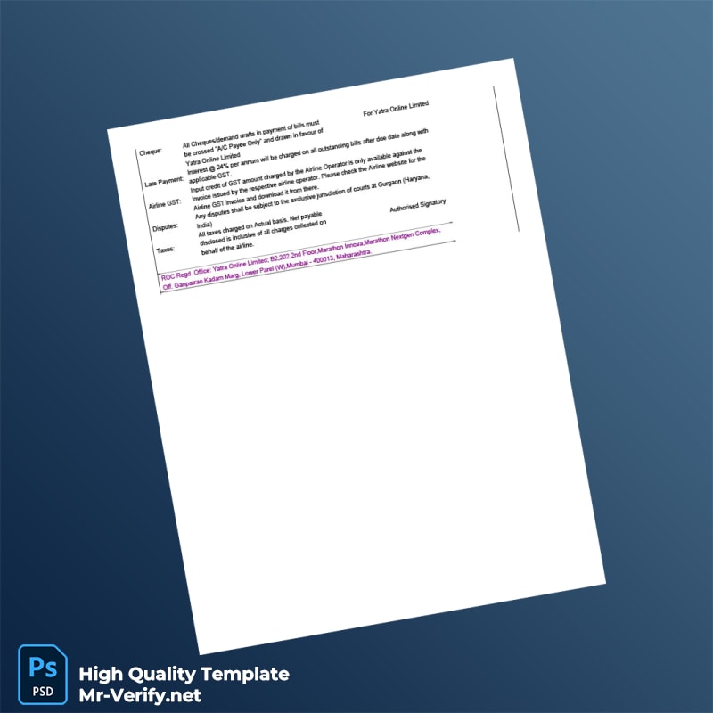 India Yatra Online Limited Invoice Template in Word and PDF formats page 2 India Yatra Online Limited Invoice Template in Word and PDF formats page 2