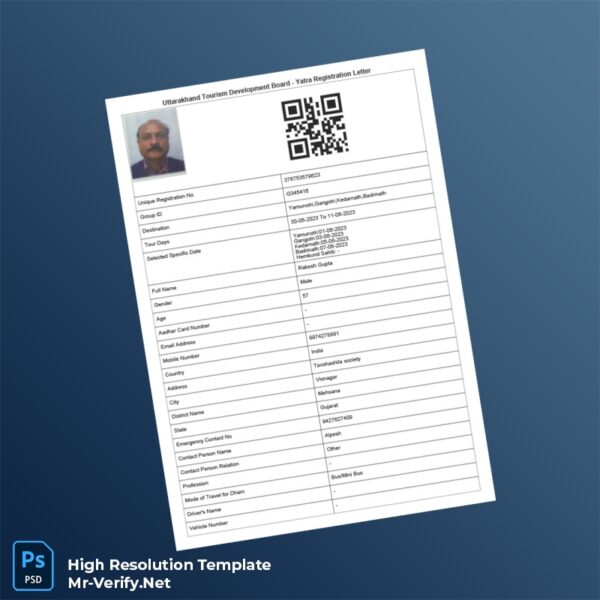 Editable India Yatra Registration Certificate Word and Pdf Template Preview - Mac Doc