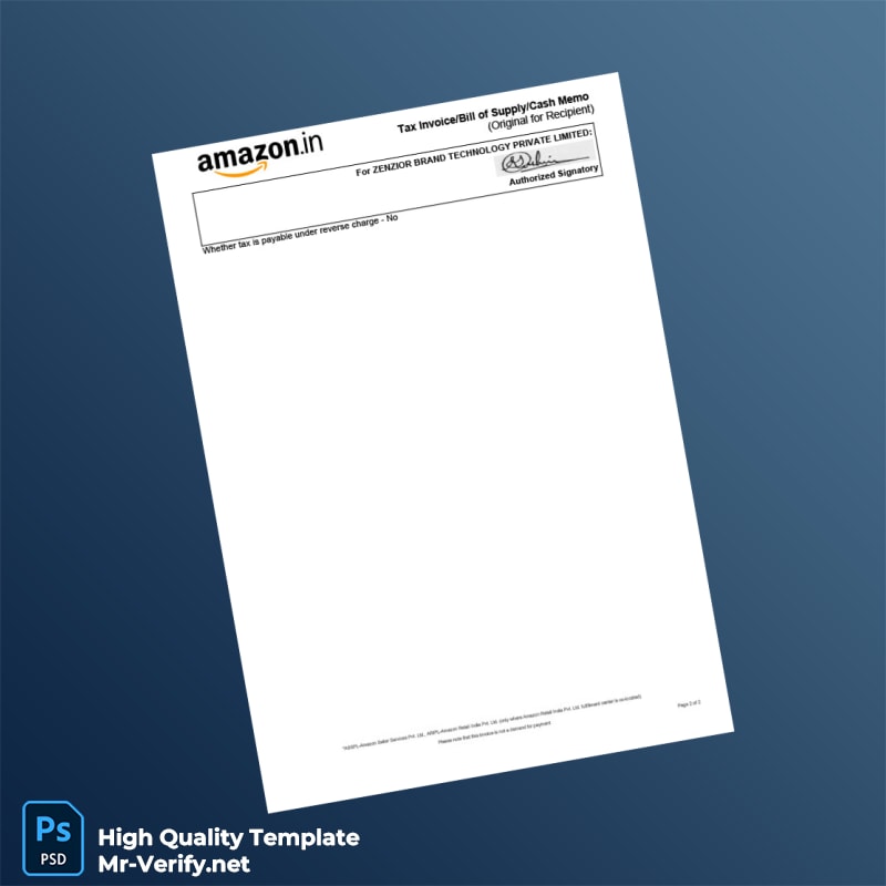 India ZENZIOR BRAND TECHNOLOGY PRIVATE LIMITED Tax Invoice Template in Word and PDF formats page 2 India ZENZIOR BRAND TECHNOLOGY PRIVATE LIMITED Tax Invoice Template in Word and PDF formats page 2