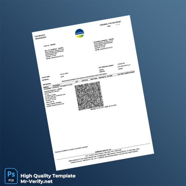 India bioMérieux India Pvt Ltd Tax Invoice Template in Word and PDF formats