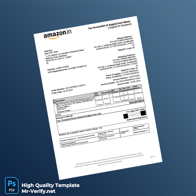 India digiCART Invoice Template in Word and PDF formats India digiCART Invoice Template in Word and PDF formats