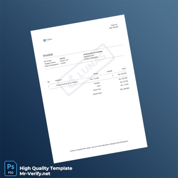 Indonesia AFIMUZAYIN SETIYAWAN Invoice Template in Word and PDF formats