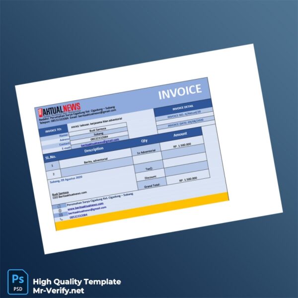 Indonesia Beritaaktualnews Invoice Template in Word and PDF formats