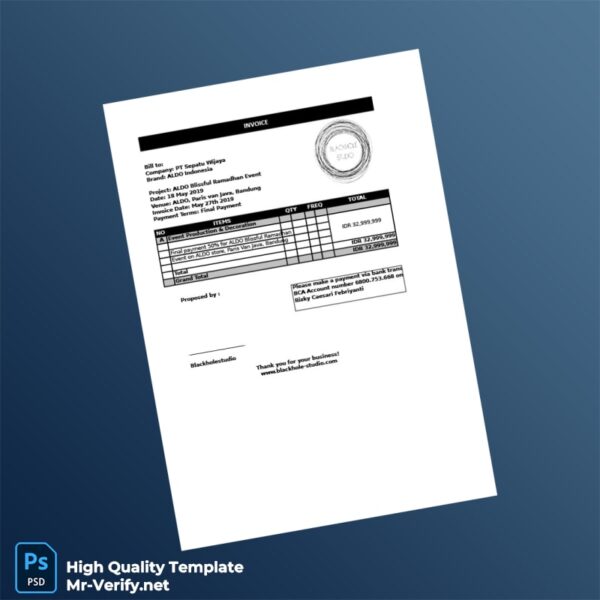 Indonesia Blackholestudio Invoice Template in Word and PDF formats Indonesia Blackholestudio Invoice Template in Word and PDF formats