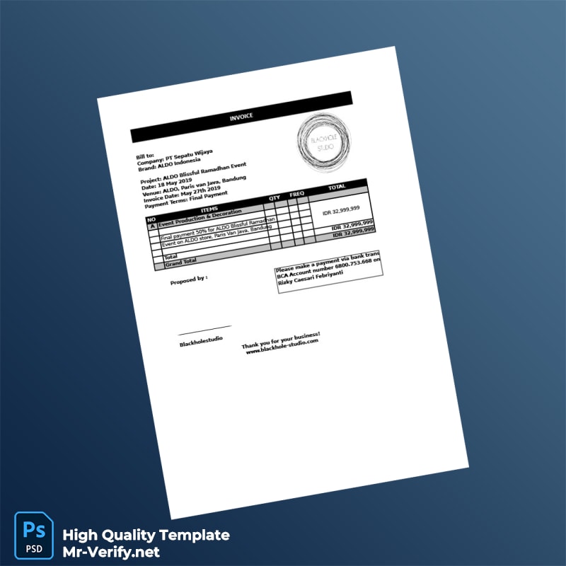 Indonesia Blackholestudio Invoice Template in Word and PDF formats Indonesia Blackholestudio Invoice Template in Word and PDF formats