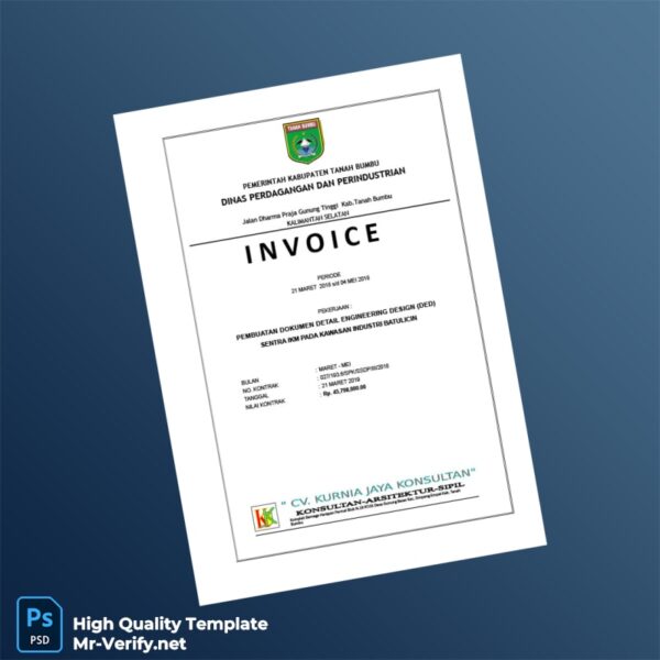 Indonesia CV Kurnia Jaya Konsultan Invoice Template in Word and PDF formats