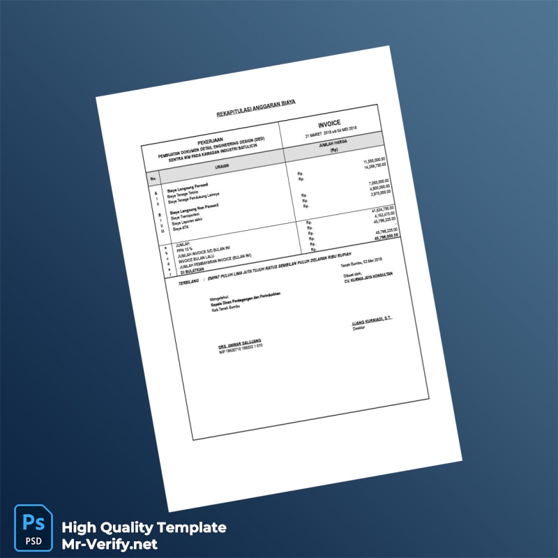 Indonesia CV Kurnia Jaya Konsultan Invoice Template in Word and PDF formats page 2 Indonesia CV Kurnia Jaya Konsultan Invoice Template in Word and PDF formats page 2
