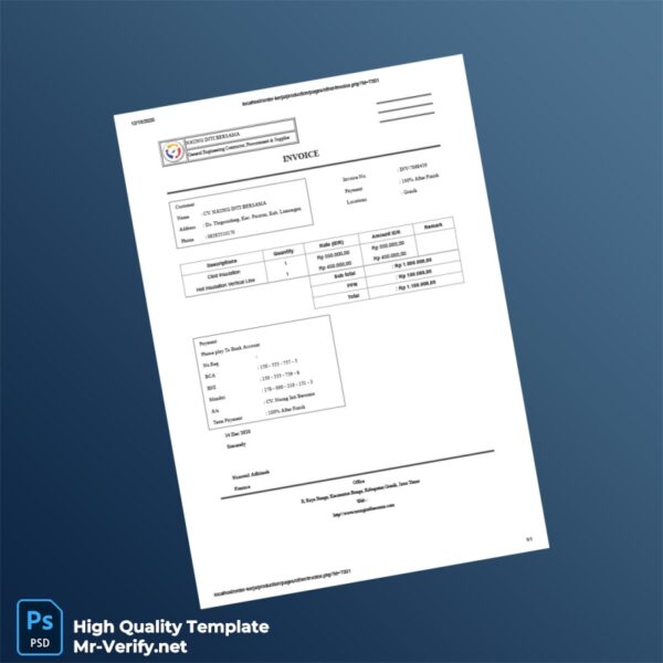Indonesia CV Naung Inti Bersama Invoice Template in Word and PDF formats