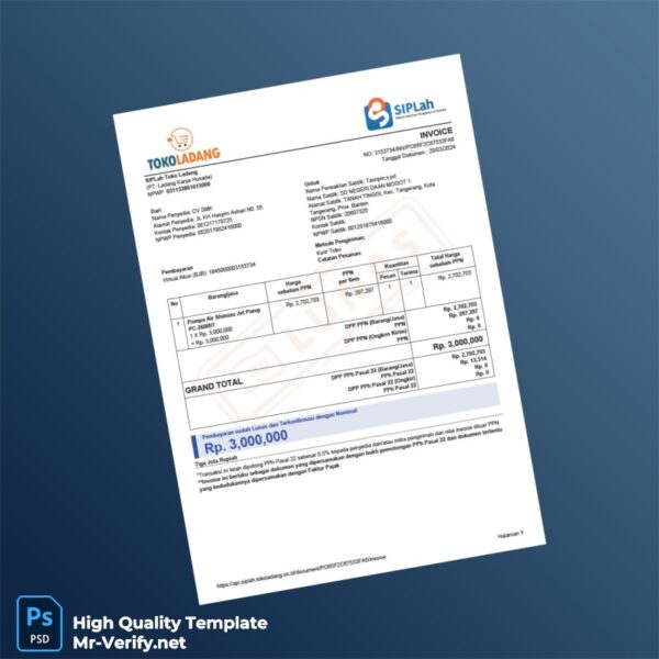 Indonesia CV SMK Invoice Template in Word and PDF formats