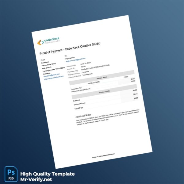 Indonesia CodeKece Creative Studio Invoice Template in Word and PDF formats