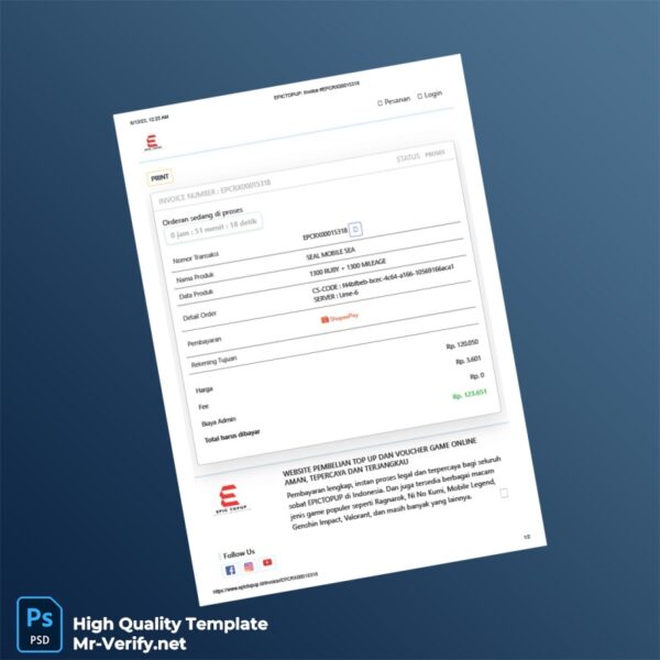 Indonesia EPICTOPUP Invoice Template in Word and PDF formats Indonesia EPICTOPUP Invoice Template in Word and PDF formats