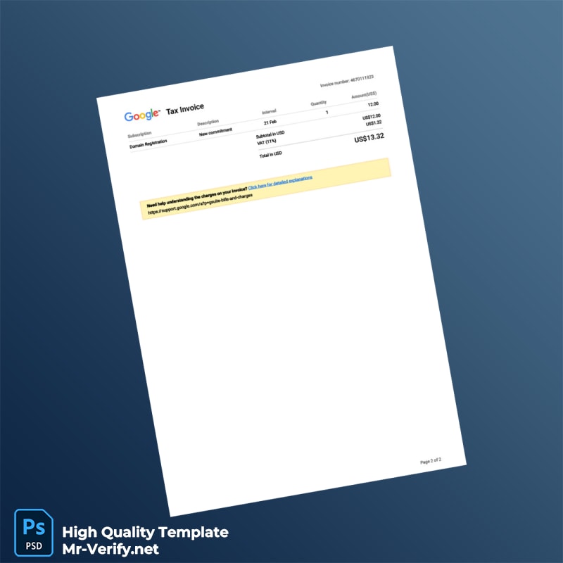 Indonesia Google Asia Pacific Pte Ltd Tax Invoice Template in Word and PDF formats page 2 Indonesia Google Asia Pacific Pte Ltd Tax Invoice Template in Word and PDF formats page 2