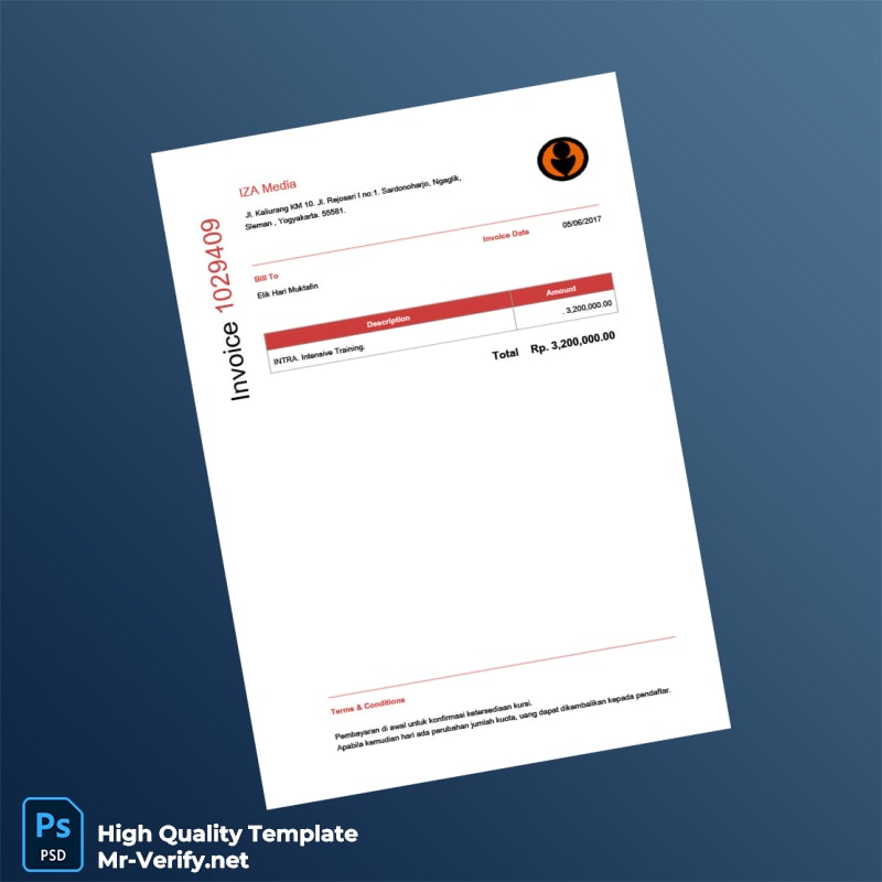 Indonesia IZA Media Invoice Template in Word and PDF formats Indonesia IZA Media Invoice Template in Word and PDF formats