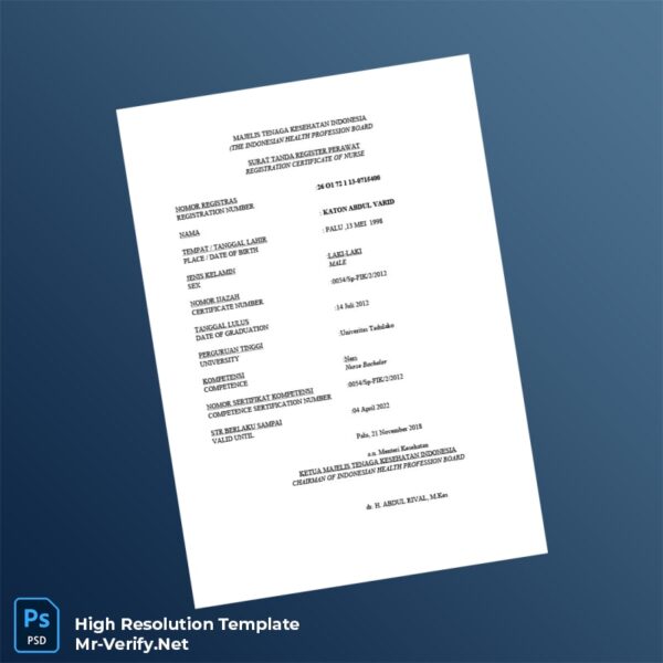 Indonesia%20Indonesian%20Health%20Profession%20Board%20Nurse%20Registration%20Certificate%20Template%20in%20Word%20and%20PDF%20formats Editable Indonesia Indonesian Health Profession Board Nurse Registration Certificate Word and Pdf Template Preview - Mac Doc
