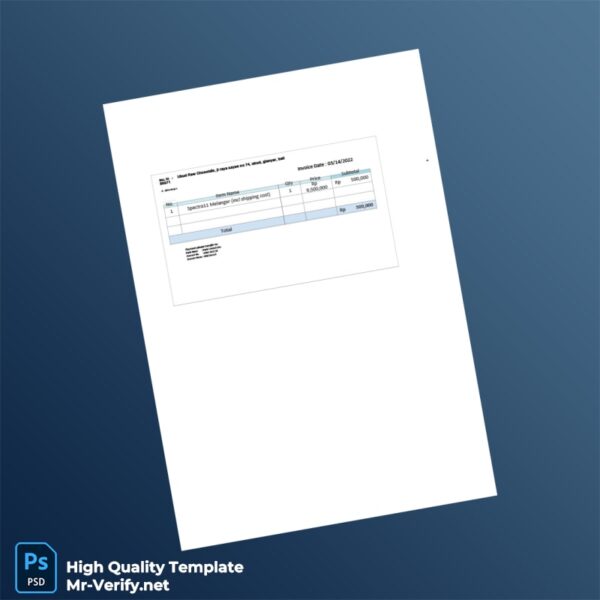Indonesia Invoice Stue Template in Word and PDF formats