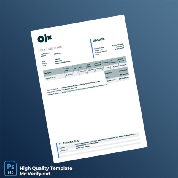 Indonesia OLX Invoice Template in Word and PDF formats