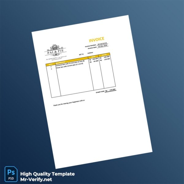 Indonesia PAI PIE Invoice Template in Word and PDF formats