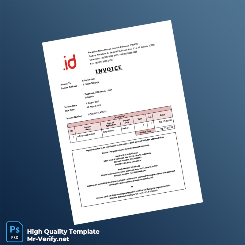 Indonesia PANDI Invoice Template in Word and PDF formats Indonesia PANDI Invoice Template in Word and PDF formats