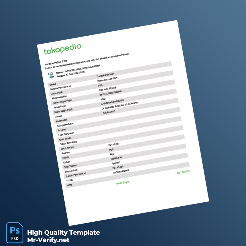 Indonesia PBB Kab Sidoarjo Invoice Template in Word and PDF formats Indonesia PBB Kab Sidoarjo Invoice Template in Word and PDF formats