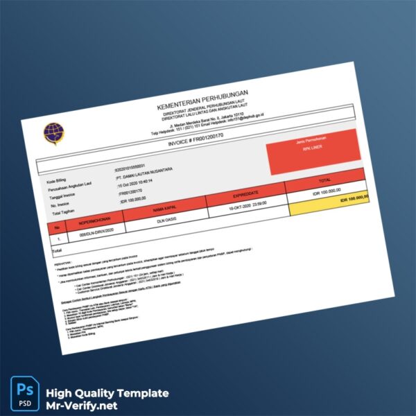 Indonesia PT DAMAI LAUTAN NUSANTARA Invoice Template in Word and PDF formats