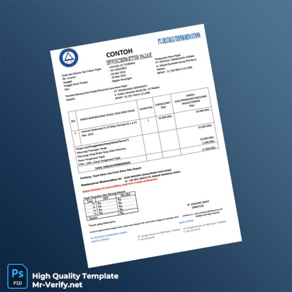 Indonesia PT Deltauli Teknikarya Utama Invoice Template in Word and PDF formats