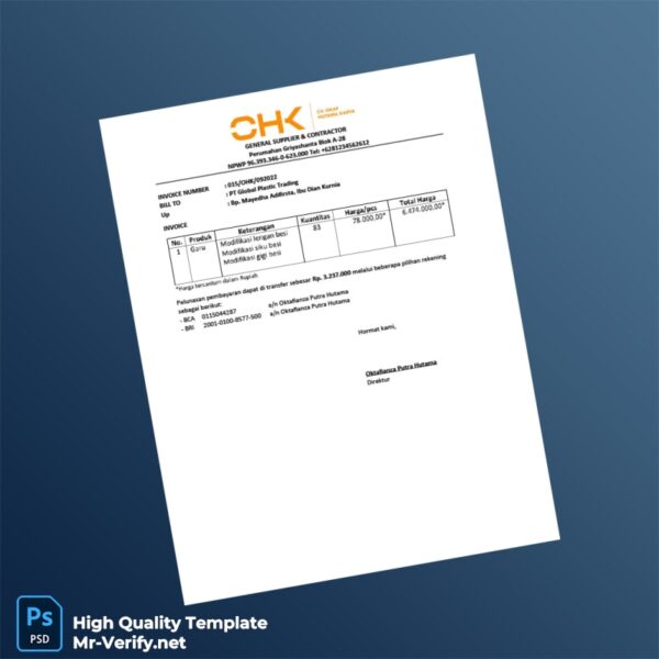Indonesia PT Global Plastic Invoice Template in Word and PDF formats Indonesia PT Global Plastic Invoice Template in Word and PDF formats