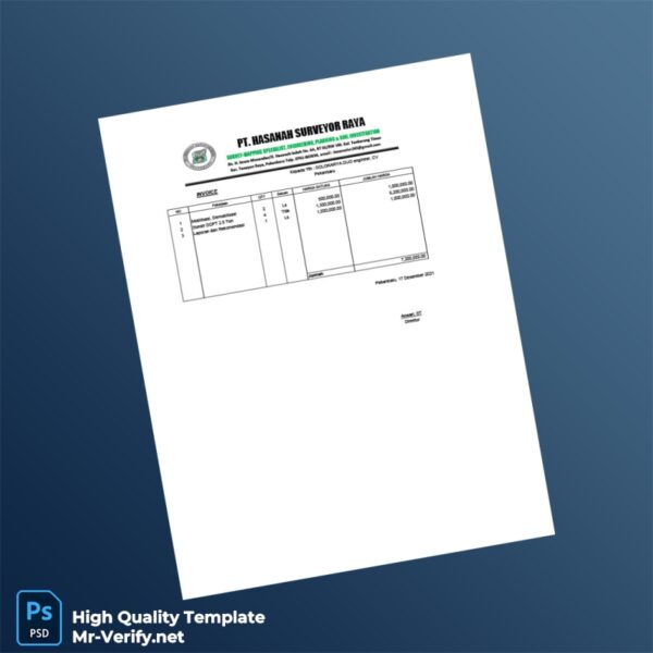 Indonesia PT Hasanah Surveyor Raya Invoice Template in Word and PDF formats Indonesia PT Hasanah Surveyor Raya Invoice Template in Word and PDF formats