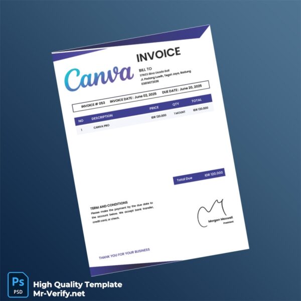 Indonesia STIKES Bina Usada Bali Invoice Template in Word and PDF formats