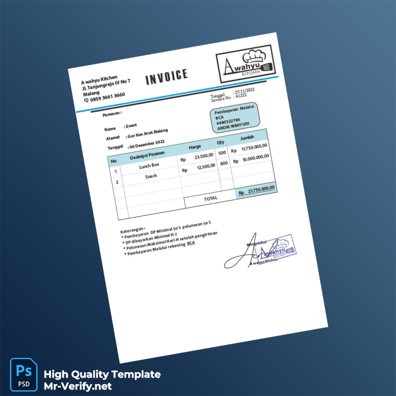 Indonesia Sedap Malam Catering Invoice Template in Word and PDF formats page 4 Indonesia Sedap Malam Catering Invoice Template in Word and PDF formats page 4
