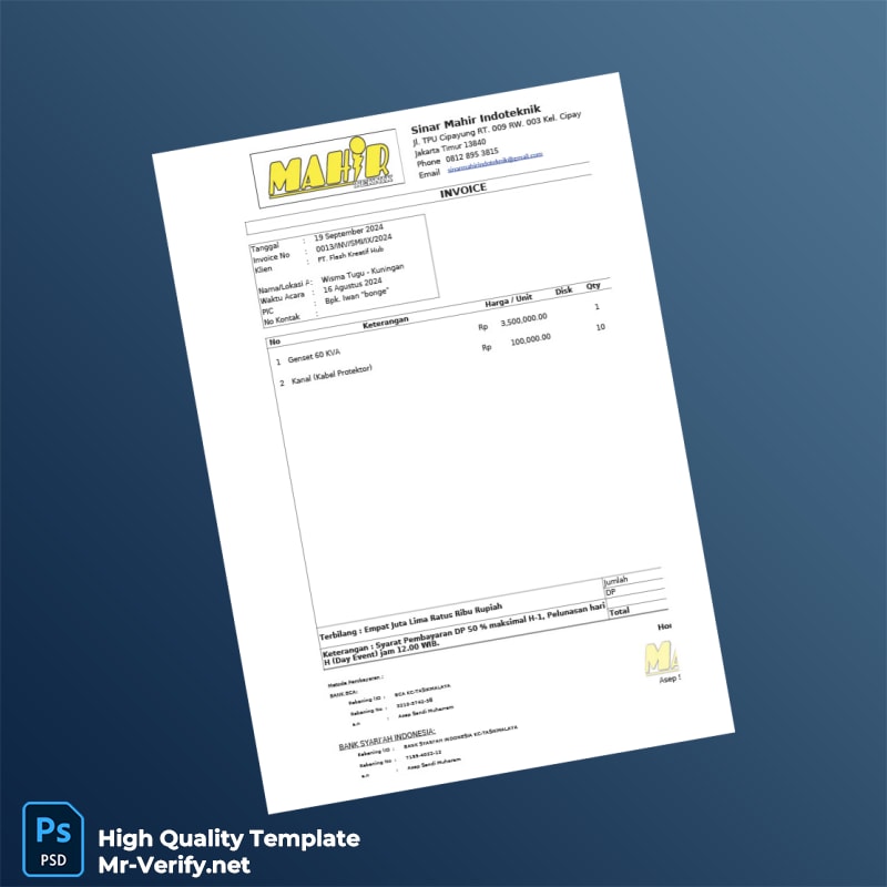 Indonesia Sinar Mahir Indoteknik Invoice Template in Word and PDF formats Indonesia Sinar Mahir Indoteknik Invoice Template in Word and PDF formats