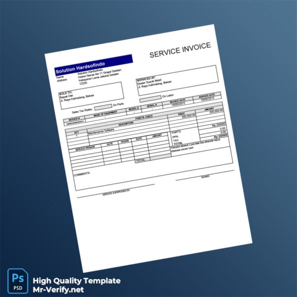 Indonesia Solution Hardsofindo Invoice Template in Word and PDF formats
