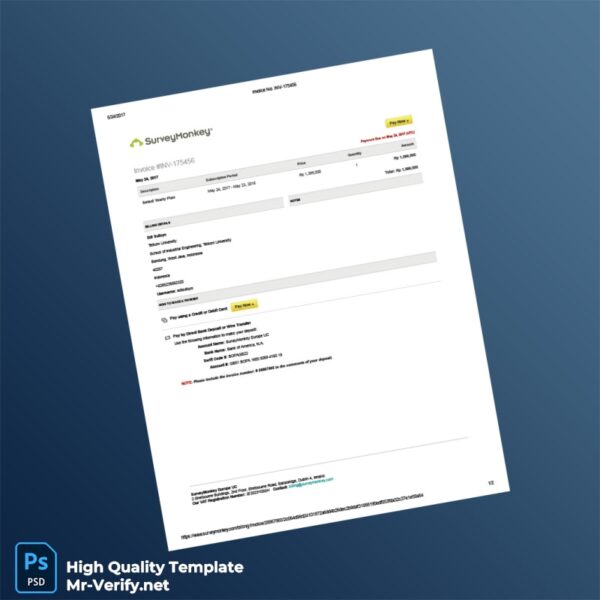 Indonesia SurveyMonkey Invoice Template in Word and PDF formats