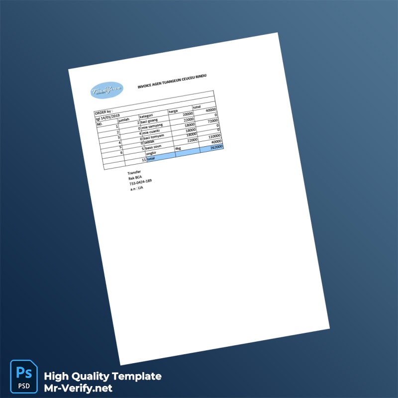 Indonesia Tuangeun Ceuceu Rindu Invoice Template in Word and PDF formats page 3 Indonesia Tuangeun Ceuceu Rindu Invoice Template in Word and PDF formats page 3