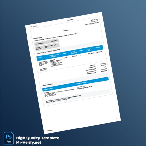 Indonesia WAHANA SUPER STORE Invoice Template in Word and PDF formats