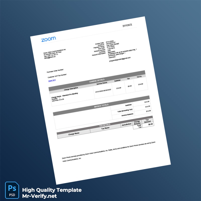 Indonesia Zoom Video Communications Invoice Template in Word and PDF formats page 2 Indonesia Zoom Video Communications Invoice Template in Word and PDF formats page 2