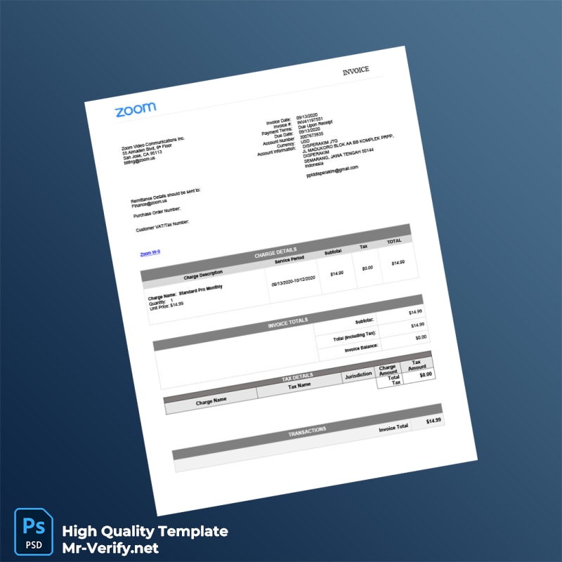 Indonesia Zoom Video Communications Invoice Template in Word and PDF formats page 3 Indonesia Zoom Video Communications Invoice Template in Word and PDF formats page 3