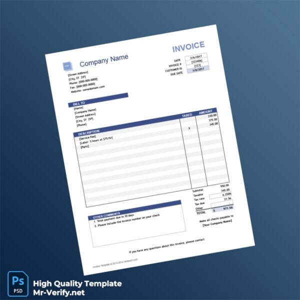 Invoice Template Template in Word and PDF formats