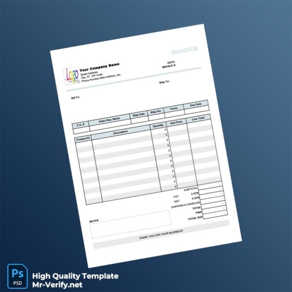 Invoice Your Company Name Invoice Template in Word and PDF formats
