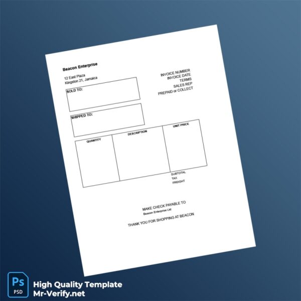 Jamaica Beacon Enterprise Invoice Template in Word and PDF formats