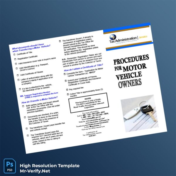 Jamaica%20Tax%20Authority%20Vehicle%20Registration%20Procedures%20Document%20Template%20in%20Word%20and%20PDF%20formats Editable Jamaica Tax Authority Vehicle Registration Procedures Document Word and Pdf Template Preview - Mac Doc